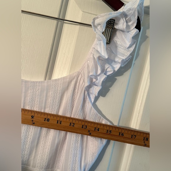 LIKELY 4 Charlotte Sleeveless Dress White Tiered Ruffle High Slit Romantic Midi - Picture 15 of 16
